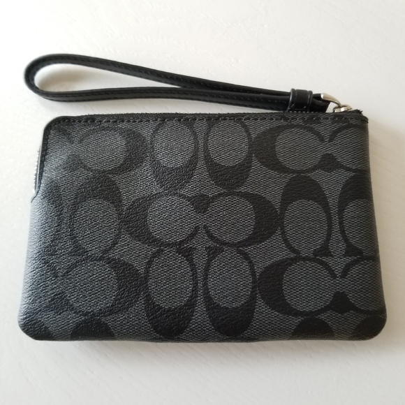 Coach Corner Wristlet Signature Coated Canvas & Leather - Picture 3 of 8
